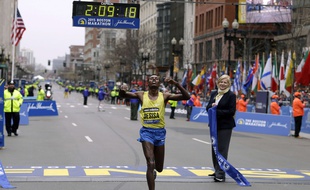 L'Ethiopien Lelisa Desisa, vainqueur de l'édition 2015 du marathon de Boston.