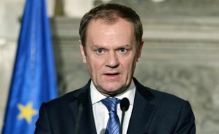 Le président du Conseil européen Donald Tusk, lors d'une conférence de presse à Athènes, le 16 février 2016