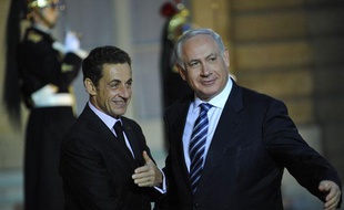 Le président français Nicolas Sarkozy et le Premier ministre israélien Benjamin Netanyahou lors de leur rencontre à l'Elysée, mercredi 11 novembre 2009.