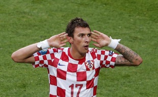 Le Croate Mario Mandzukic après son but contre l'Italie, le 14 juin 2012 à Poznan.