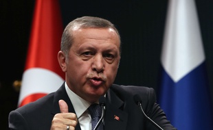 Le Président turc Recep Tayyip Erdogan lors d'une conférence de presse à Ankara le 13 octobre 2015.