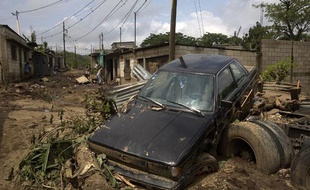 Les dégâts de la tempête Agatha dans la ville d'El Pedregal au Guatemala le 31 mai 2010.