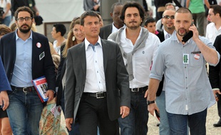 L'équipe choc de Manuel Valls, à La Rochelle, le 27 août 2011. De gauche à droite: Sébastien Gros, Manuel Valls, Harold Hauzy et Christian Gravel.