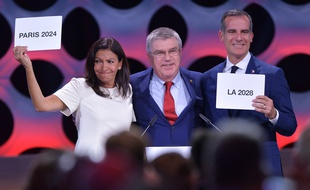 Anne Hidalgo lors de l'annonce officielle de la sélection de Paris, comme ville hôte des JO-2024, le 13 septembre à Lima.