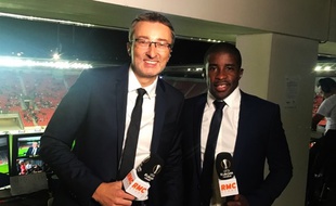 Rio Mavuba (à droite) avec Eric Huet avant le match aller entre Prague et Bordeaux.
