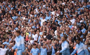 Des supporters de Manchester City à l'Etihad Stadium, le 18 septembre 2021.