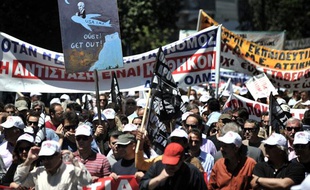 Manifestation à Athènes, en Grèce, le 4 mai 2010.