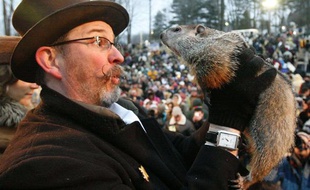 Phil la marmotte est sortie de son terrier le 2 février 2010, en Pennsylvanie.