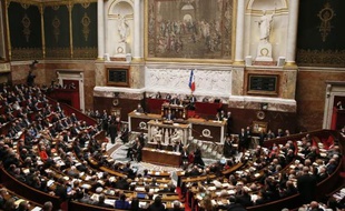 Vue générale de l'Assemblée nationale lors du discours de politique générale de Manuel Valls, le 8 avril 2014