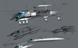 Un croquis du concept de transport Hyperloop, dévoilé à Elon Musk le 12 août 2013.