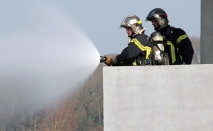 Illustration de l'intervention de pompiers. Ici lors d'un exercice à Rennes.