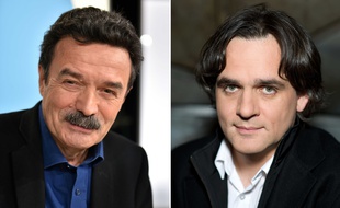 Edwy Plenel, fondateur de Mediapart et Riss, directeur de «Charlie Hebdo».