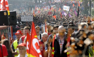 Manifestants contre la réforme du travail le 21 septembre à Nantes.