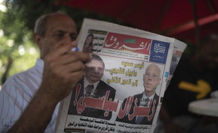 L'annonce des résultats du premier tour de la présidentielle dans le quotidien Al-Shorouk, Tunis le 16 septembre 2019.