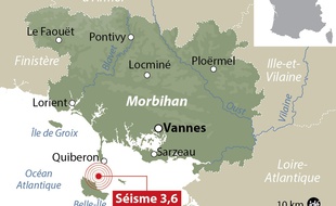 L'épicentre est situé entre Quiberon et Belle-Ile.