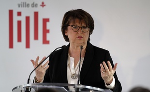 Martine Aubry présente ses vœux à la presse à Lille.