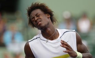 Le tennisman français Gaël Monfils lors de sa défaite en 8e de finale du tournoi de Miami face à Andy Roddick.