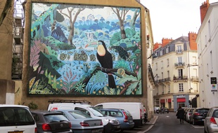 La fresque du «Toucan au bec caréné», reproduction du tableau d'Alain Thomas.