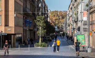 Durant le confinement, rue Alsace à Toulouse.