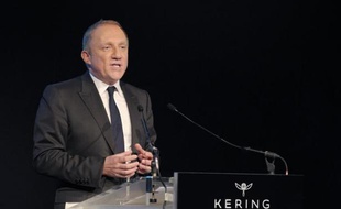 Le PDG de Kering Francois-Henri Pinault lors de la présentation des résultats du groupe le 17 février 2015 à Paris
