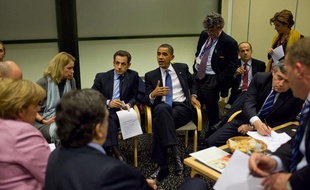 Barack Obama et Nicolas Sarkozy au sommet de Copenhague sur le climat, en décembre 2009.