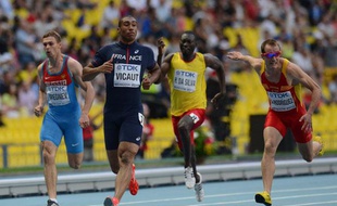 Le sprinteur français Jimmy Vicaut lors de sa série du 100m aux Mondiaux de Moscou, le 10 août 2013.