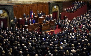 Le président François Hollande devant le Parlement réuni en Congrès à Versailles le 16 novembre 2016