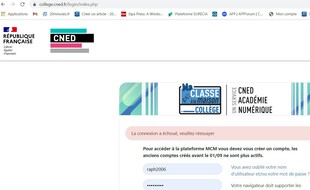 Le site " Ma classe à la maison" du Cned, mardi 6 avril 2021.