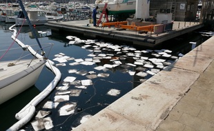 Un liquide noir et visqueux recouvre une partie des eaux du Vieux-Port à Marseille depuis dimanche.