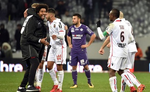 L'attaquant toulousain Corentin Jean, perplexe après la défaite face à Nice, le 29 novembre 2017 au Stadium de Toulouse.