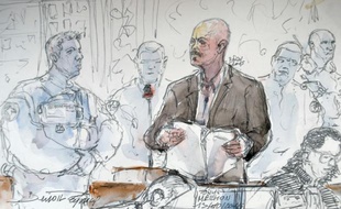 Un croquis d'audience de Tony Meilhon réalisé le 13 octobre à la cour d'appel de Rennes