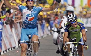 Pierrick Fédrigo à l'arrivée à Tarbes le 12 juillet 2009.