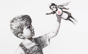 Détail de l'oeuvre de Banksy, intitulée «Game Changer» (2020).
