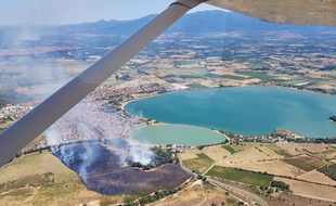 Prise de vue du feu sur la commune de Villeneuve-de-la-Raho