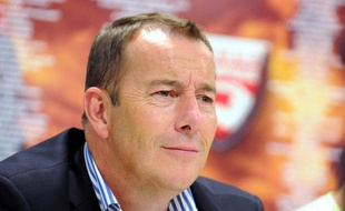 Le président du club de Nîmes Jean-Marc Conrad lors d'une conférence de presse le 7 juillet 2014 à Nîmes