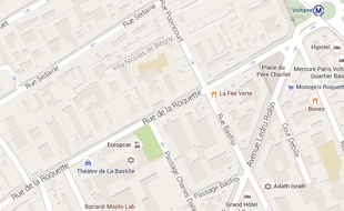 Google maps de la rue de la roquette à Paris