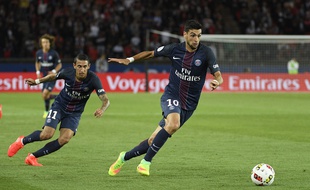 Angel Di Maria et Javier Pastore sous le maillot du PSG, le 21 août 2016.