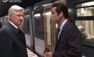 Image de la vidéo sur le compte Facebook de Pascal Van Den Driessche : le roi Philippe de Belgique face à John Travolta.