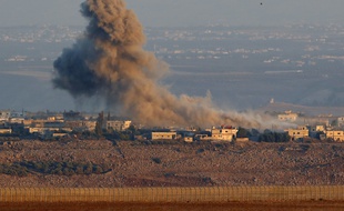 Eir Zivan, le 26 juillet 2018. Une explosion sur la partie syrienne du plateau du Golan occupée et annexée par Israël.