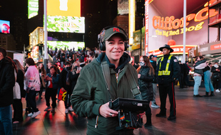 Noémie Lefort, sur Time Square à New York pendant le tournage de «Mon héroïne»