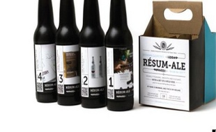 Brennan Gleason a eu l'idée d'imprimer son CV sur des bouteilles d'une bière qu'il a lui-même brassée.