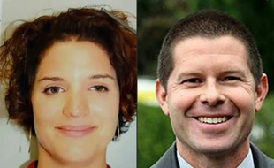 Combo fourni par la police française le 14 juin 2016 montrant Jean-baptiste Salvaing et sa compagne Jessica Schneider assassinés le 13 juin 2016 près de Paris