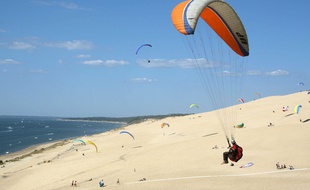 Illustration de parapente au dessus de la dune du Pilat.