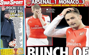 La presse britannique n'est pas tendre avec Arsenal après la défaite contre Monaco.