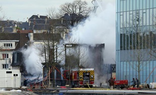Incendie dans un local squatté par des migrants le 25 avril 2016 à Caen