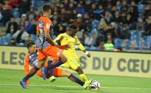 MHSC / Nantes (31 octobre 2018) : Majeed (Nantes), juste avant son but à la Mosson.