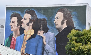 Un mur en hommage aux Beatles, à Los Angeles en 2019.