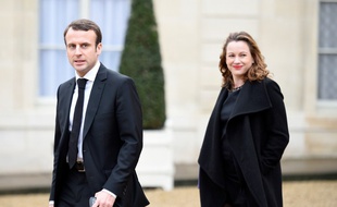 Emmanuel Macron et Axelle Lemaire, le 10 décembre 2014 dans le cour de l'Elysée