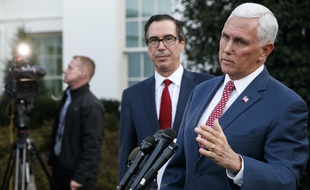 Le vice-président américain, Mike Pence, annonce des sanctions financières contre la Turquie, le 14 octobre 2019.