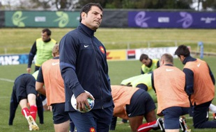 Marc Lièvremont lors de l'entraînement du XV de France, le 1er septembre 2011 à Takapuna.